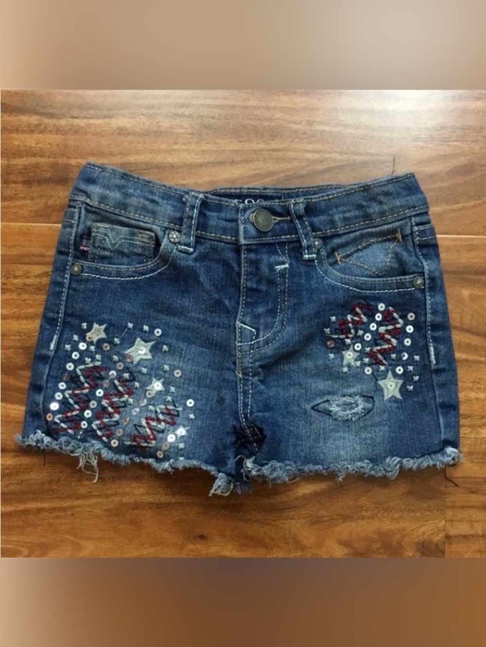 Vigoss Toddler Girls Jagger Cutoff Americana Embroidered Denim Shorts 3T Boho